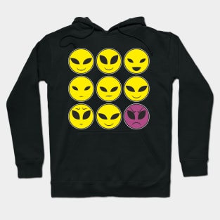 Funny Alien Heads And Facial Expressions As Pattern Hoodie